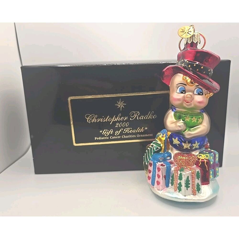 Christopher Radko 2000 Gift Of Health Pig Christmas Ornament Collectible U310
